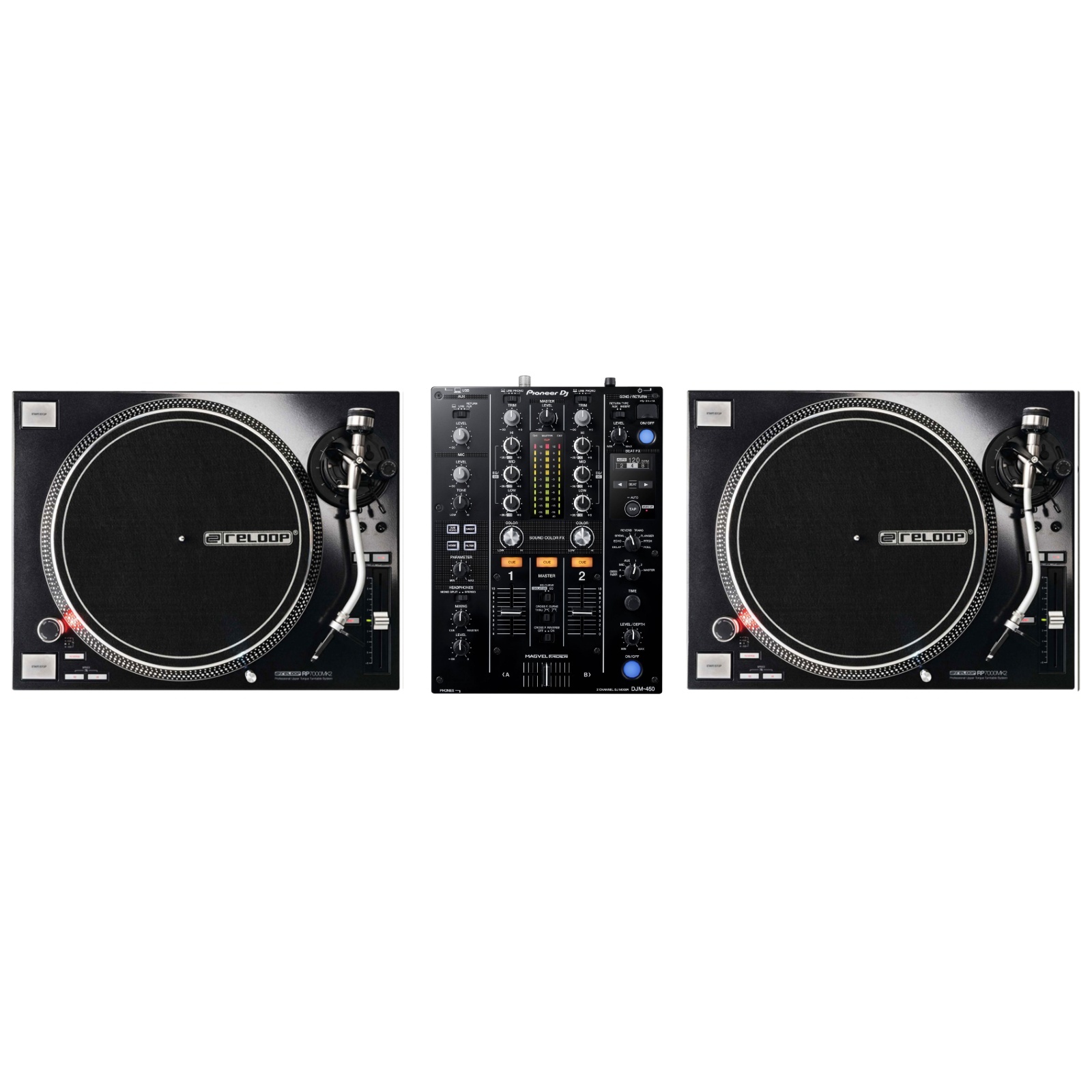 RELOOP PACK REGIE DJ VINYLE : RP 7000 MK2 BLACK + DJM-450