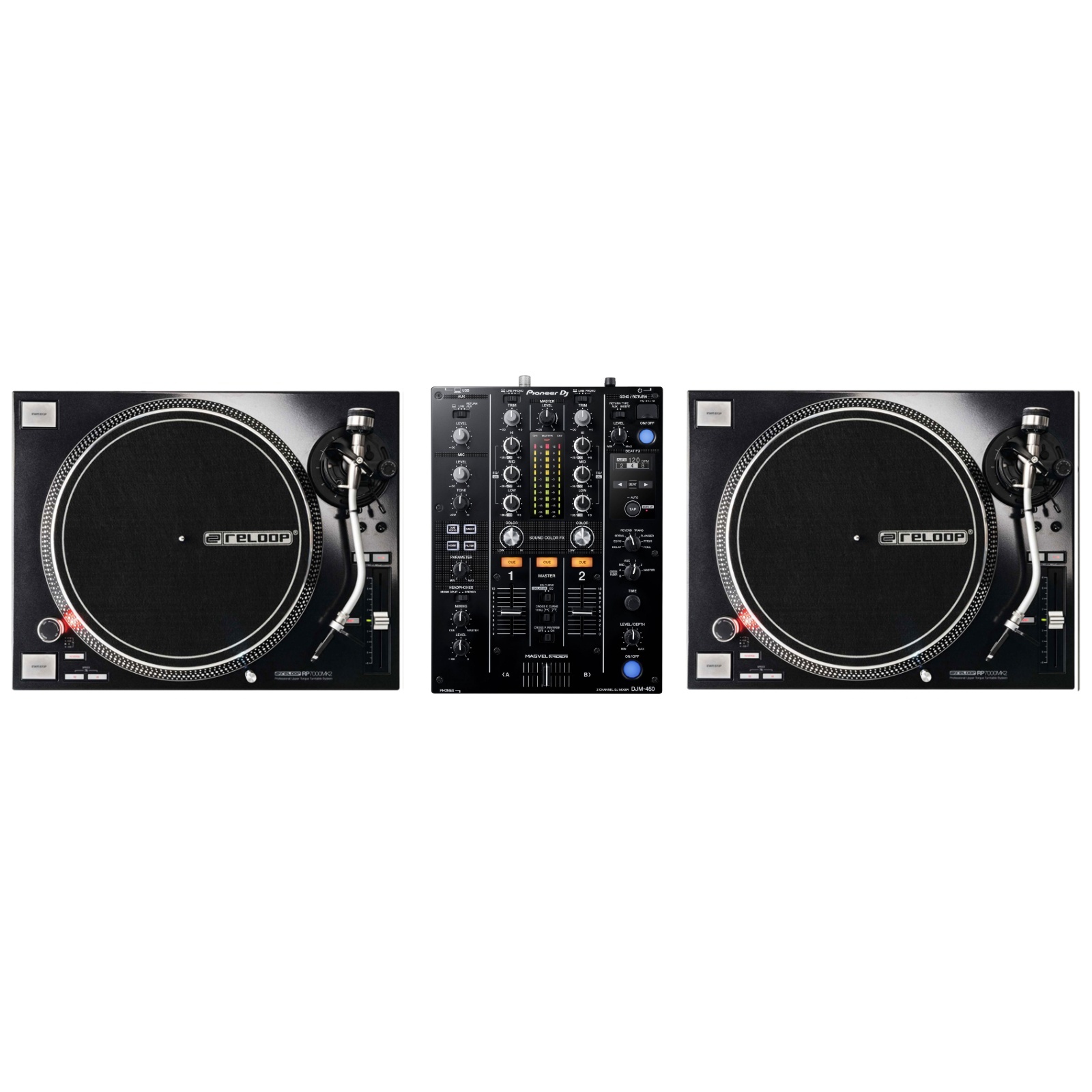 RELOOP Pack Regie DJ Vinyle : RP 7000 MK2 Black + DJM-450