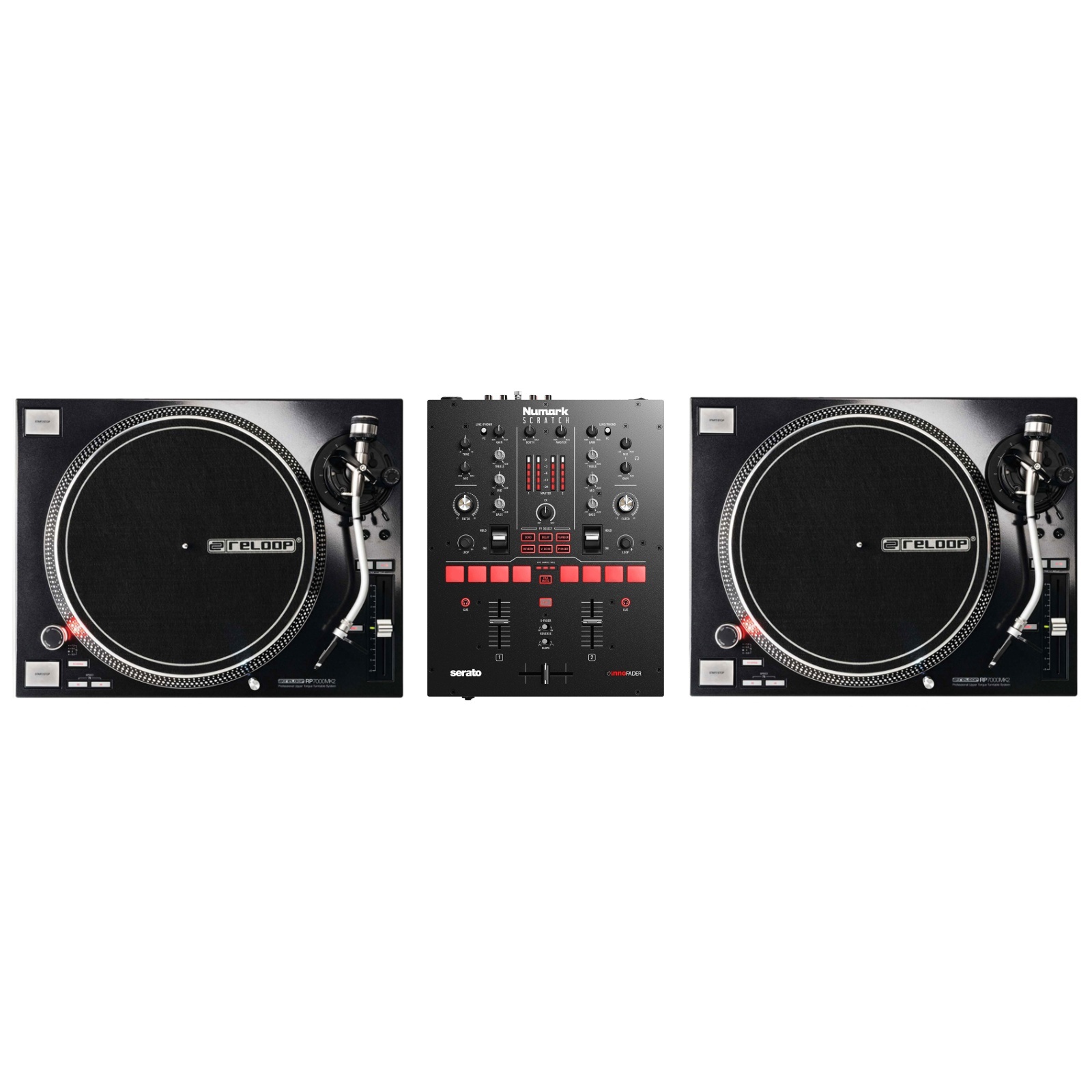 RELOOP Pack Regie DJ Vinyle : RP 7000 MK2 Black + Numark Scratch
