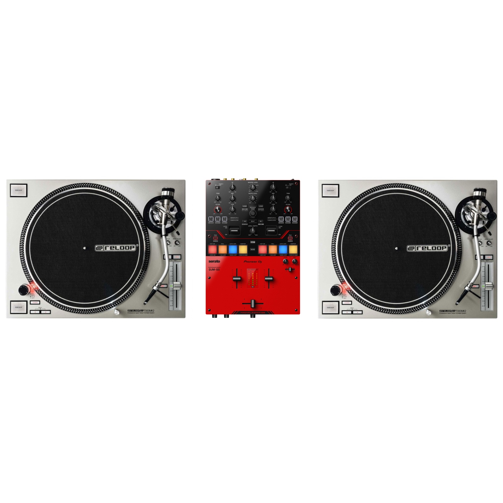 RELOOP Pack Regie DJ Vinyle : RP 7000 MK2 Silver + DJM-S5