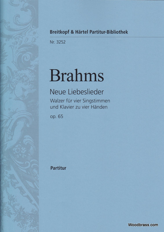 EDITION BREITKOPF BRAHMS J. - NEUE LIEBESLIEDER OP. 65 4 VOIX - CHANT, CHOEUR, PIANO