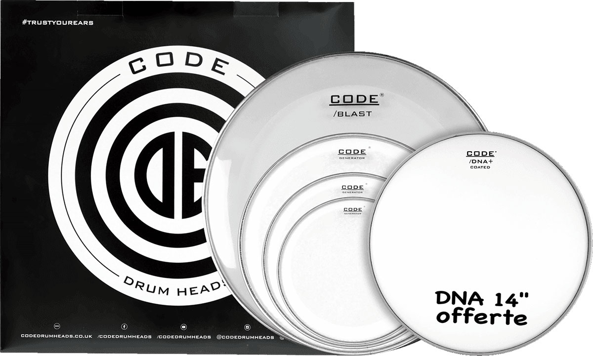 CODE DRUM HEAD TOM FULL PACK GENERATOR CLEAR FUSION 10/12/14/20 + 14