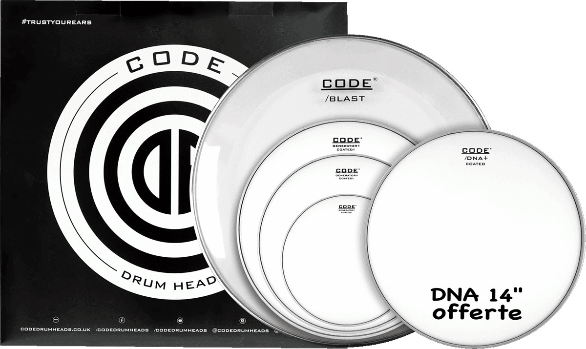 CODE DRUM HEAD TOM FULL PACK GENERATOR COATED FUSION 10/12/14/20 + 14