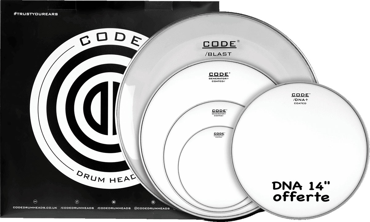 CODE DRUM HEAD TOM FULL PACK GENERATOR COATED ROCK 10/12/16/22 + 14