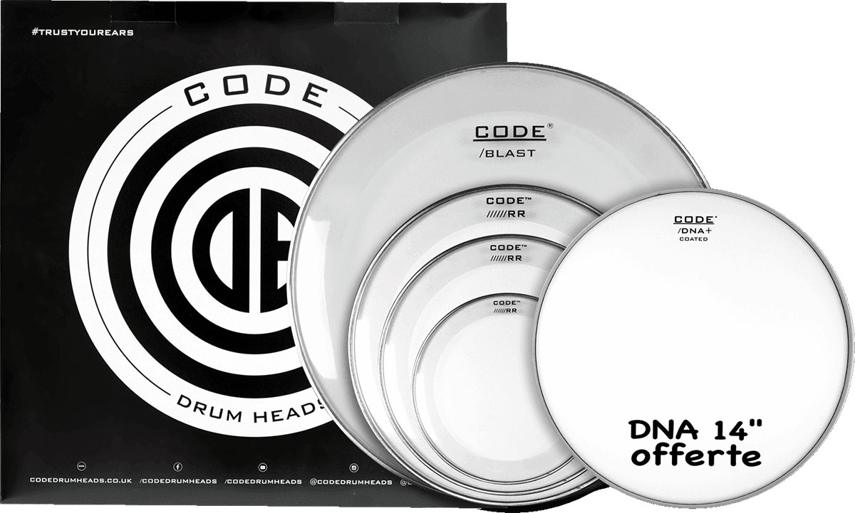 CODE DRUM HEAD Full Pack Reso Ring Clear 10/12/14/20 + 14