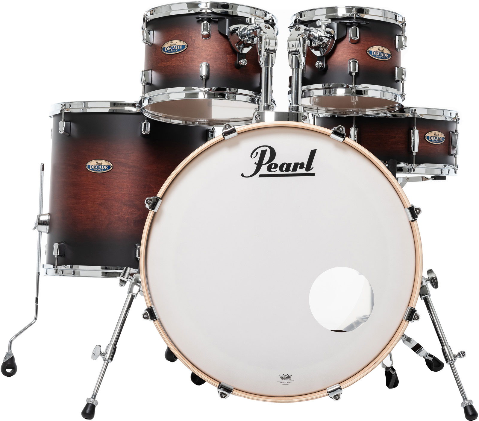 PEARL DRUMS DECADE MAPLE STAGE 22 SATIN BROWN BURST (NO HARDWARE)