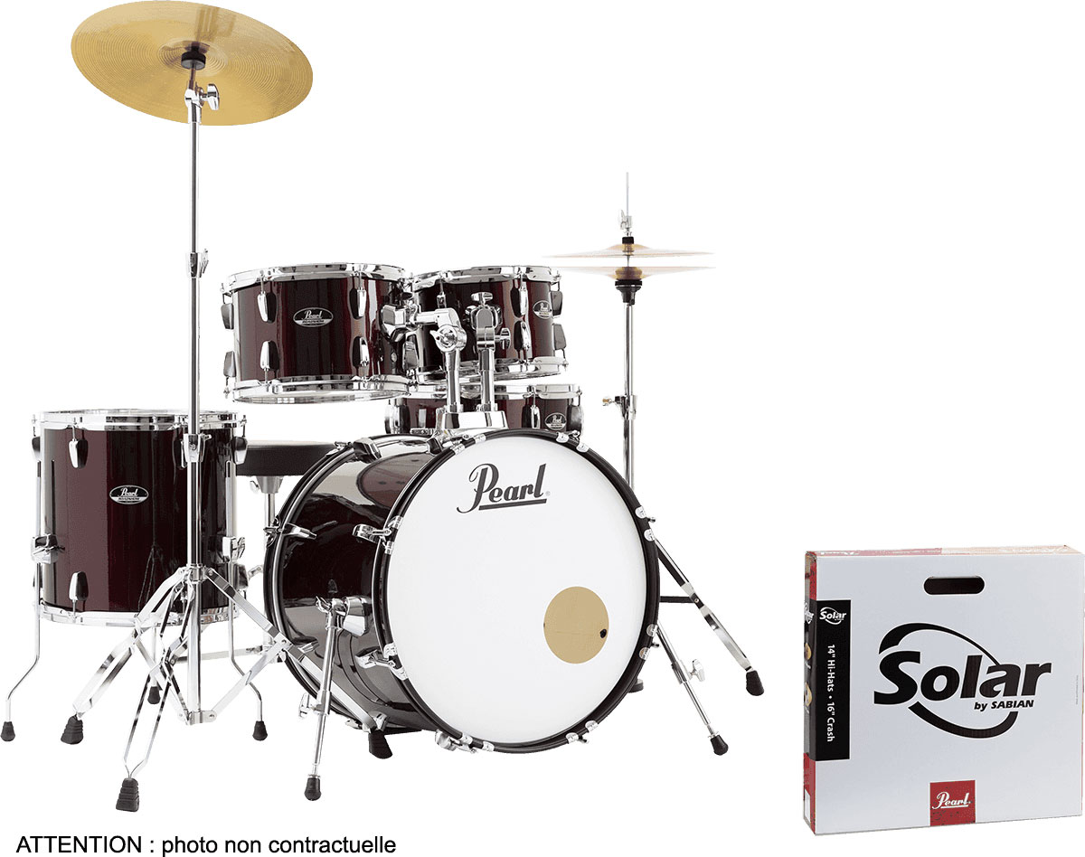 PEARL DRUMS ROADSHOW FUSION 20 + PACK SOLAR SABIAN RED WINE