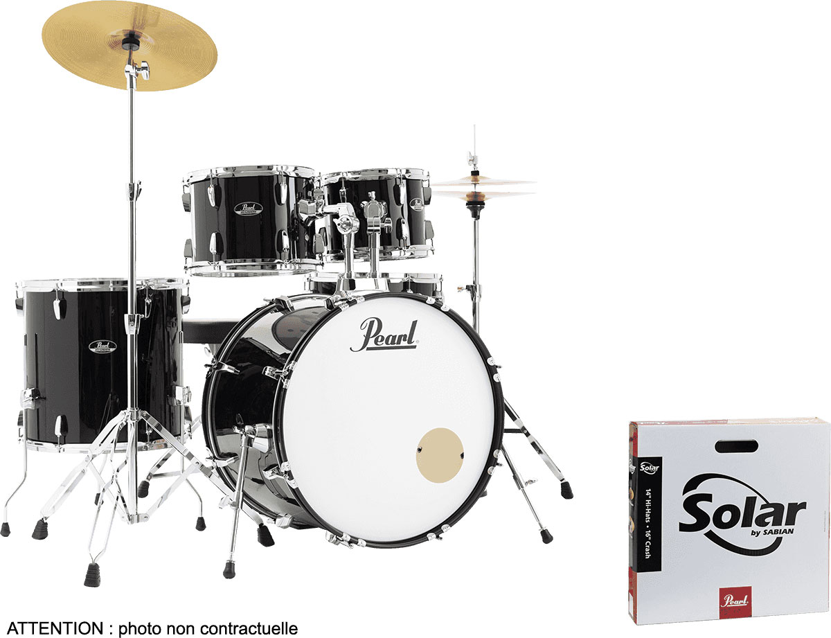 PEARL DRUMS ROADSHOW STAGE 22 JET BLACK + SOLAR CYMBALS
