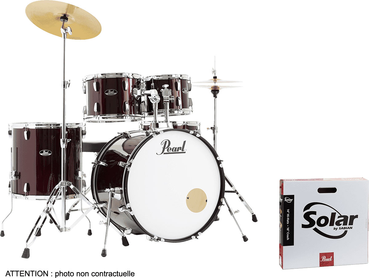 PEARL DRUMS Roadshow Stage 22 + Pack Solar Sabian Red Wine