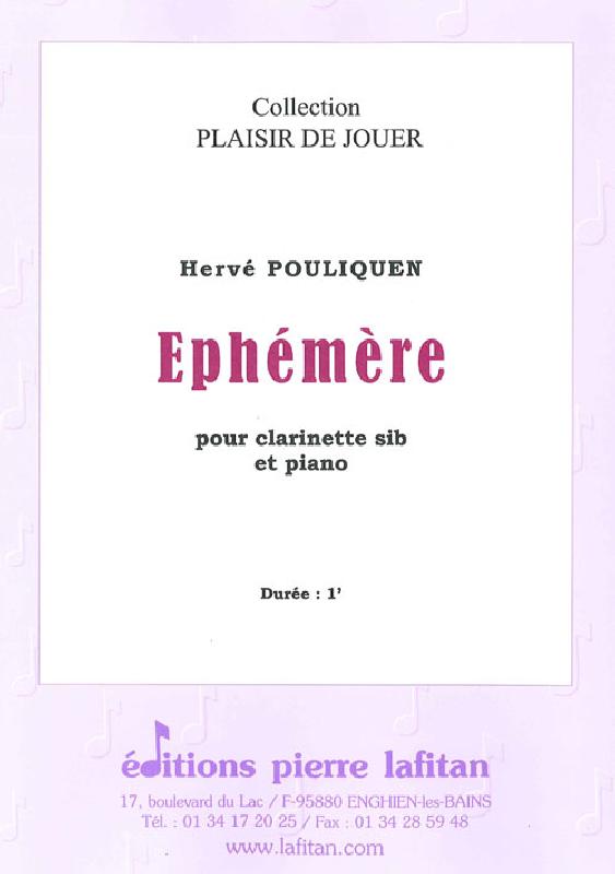 LAFITAN POULIQUEN HERVE - EPHEMERE - CLARINETTE ET PIANO