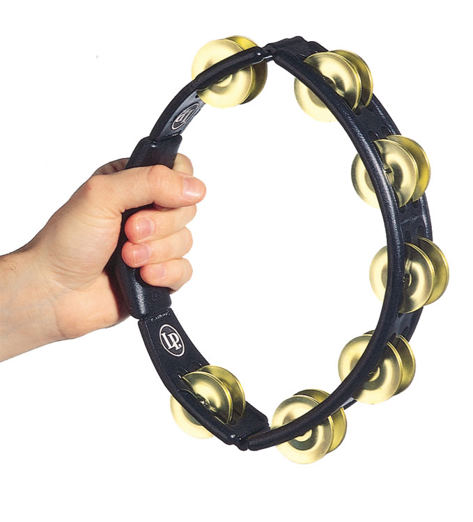 LATIN PERCUSSION LP170 - Tambourin Cyclop Noir (cymbalettes Laiton)