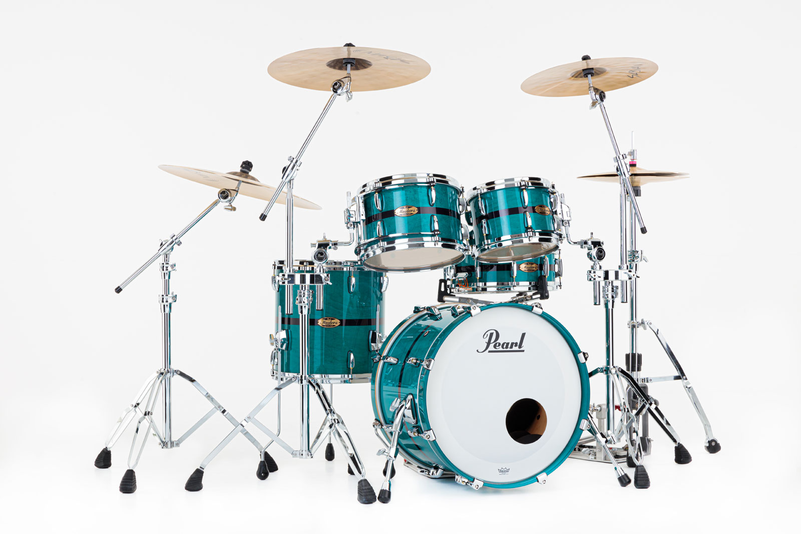 PEARL DRUMS Masters Maple Pure 20 GYROLOCK-l Aqua Turquoise Stripe