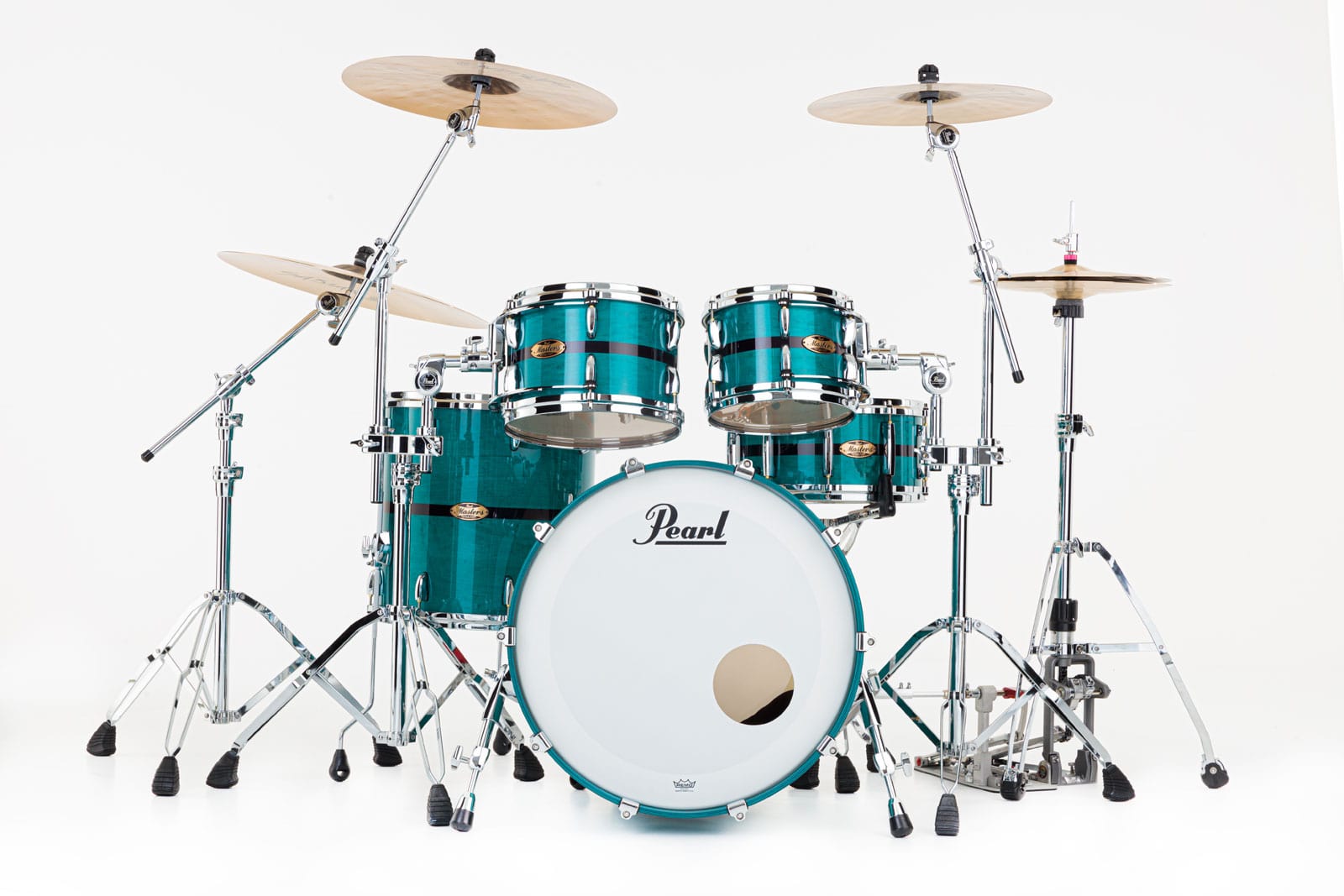 PEARL DRUMS MASTERS MAPLE PURE STAGE 22 OPTIMOUNT AQUA TURQUOISE STRIPE