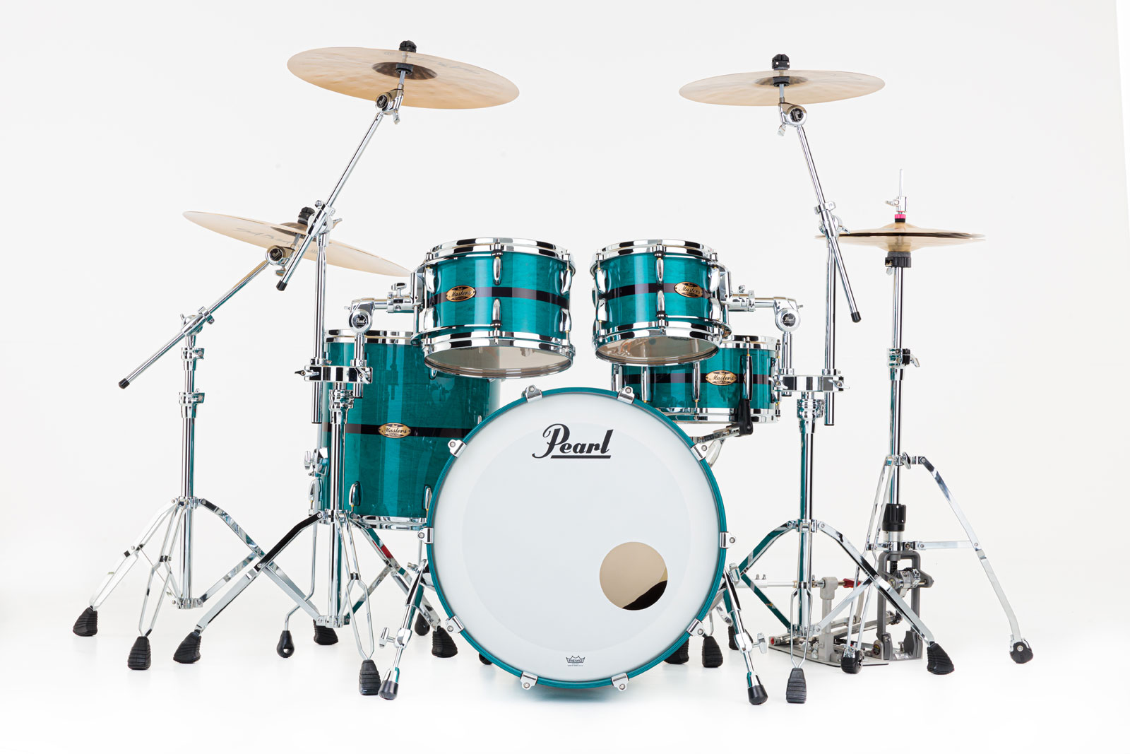 PEARL DRUMS MASTERS MAPLE PURE STAGE 22 AQUA TURQUOISE STRIPE