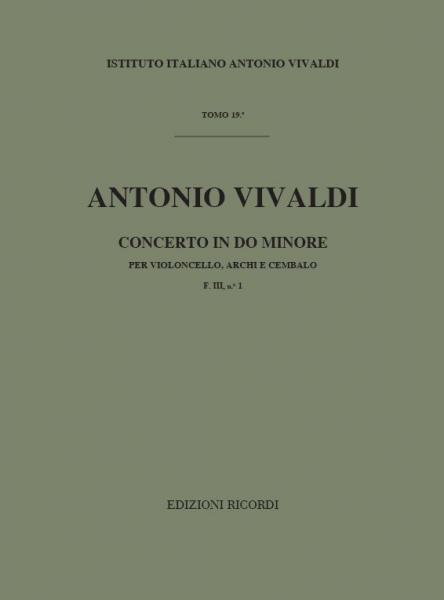 RICORDI VIVALDI A. - CONCERTO IN DO MIN. RV 401 - F.III/1 - VIOLONCELLE, CORDE ET BASSE CONTINUE