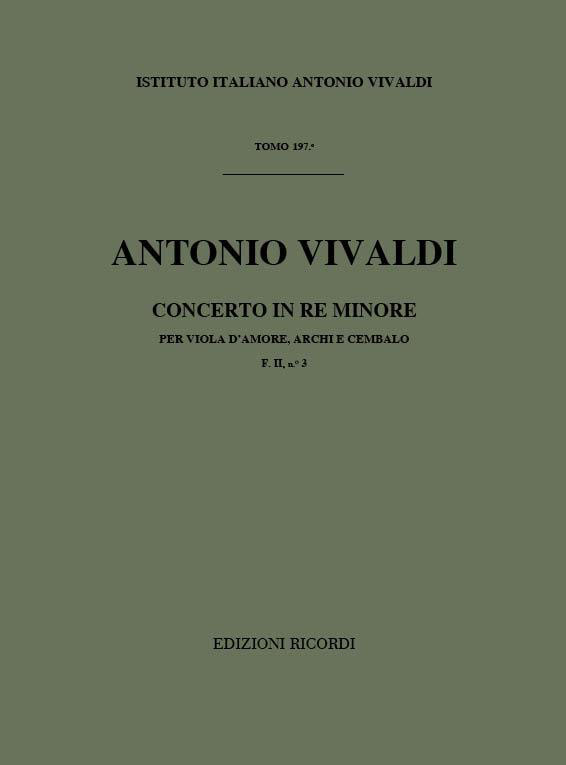 RICORDI VIVALDI A. - CONC. PER VLA D'AMORE, ARCHI E BC IN RE MIN. RV 770, F. II/3