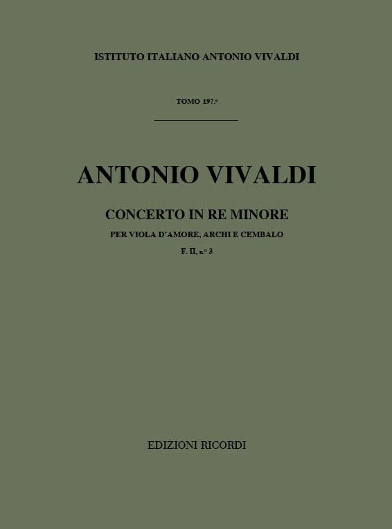 RICORDI Vivaldi A. - Conc. Per Vla D'Amore, Archi E Bc In Re Min. Rv 770, F. Ii/3