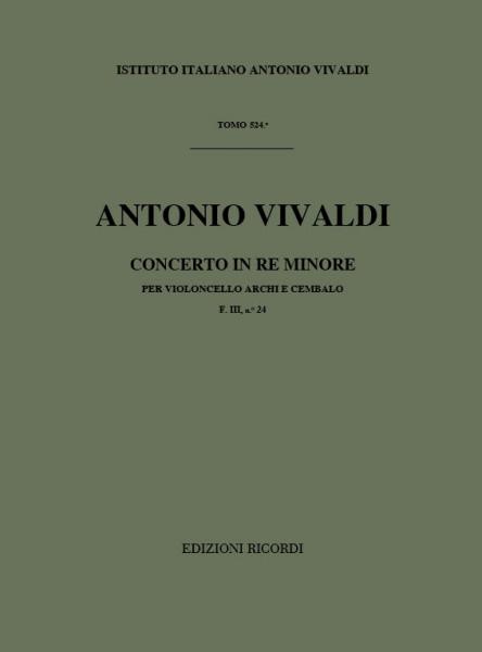 RICORDI VIVALDI A. - CONCERTI IN RE MIN. RV 405 - VIOLONCELLE, CORDES ET BASSE CONTINUE