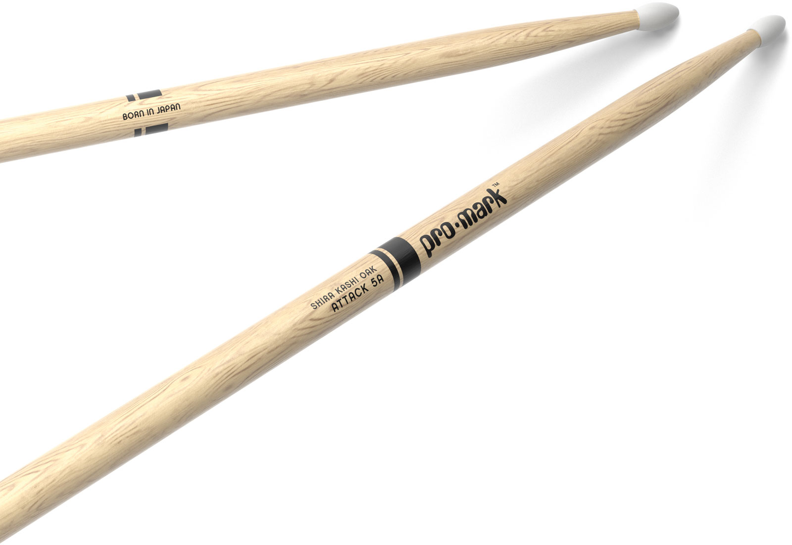 PRO MARK PW5AN - Classic Attack 5A Shira Kashi Oak Drumstick, Oval Nylon Tip