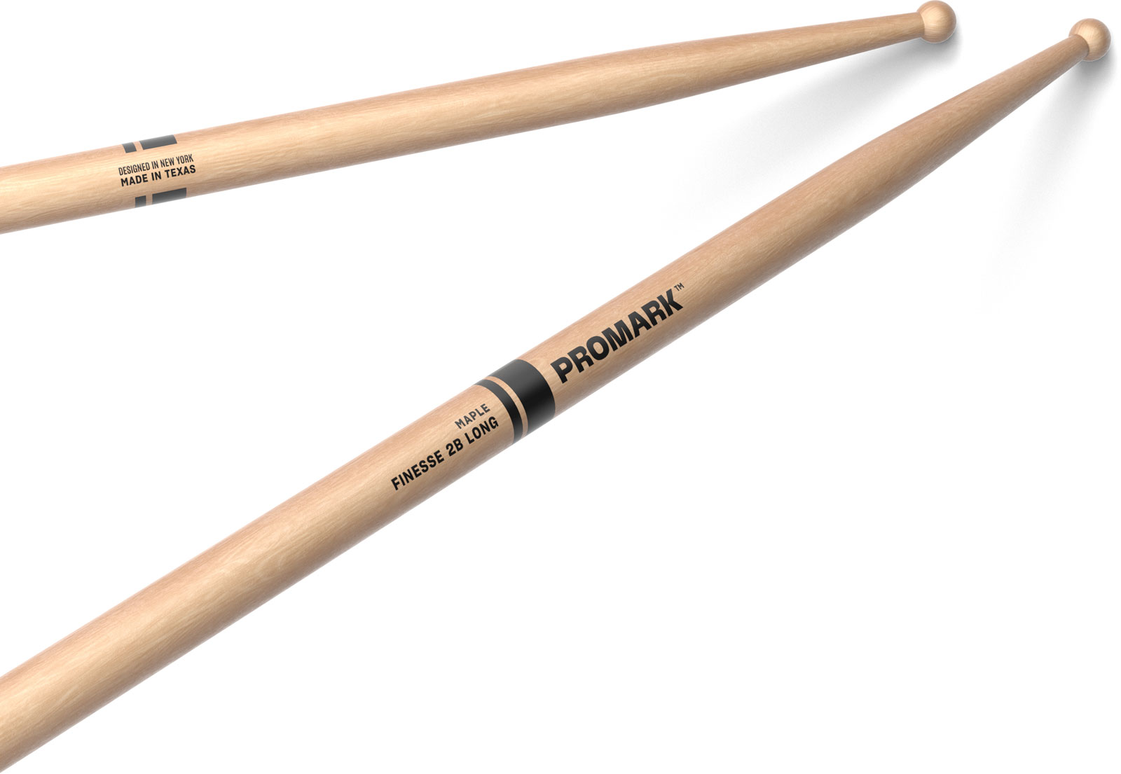 PRO MARK RBM625LRW - Finesse 2B Long Maple Drumstick, Small Round Wood Tip