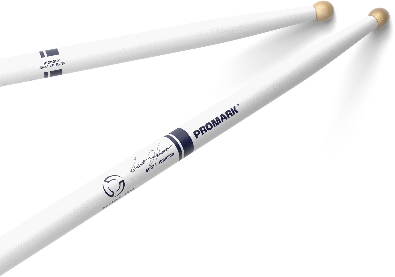 PRO MARK TXDC17W-WHITE - Scott Johnson Painted White Hickory Drumstick, Wood Tip