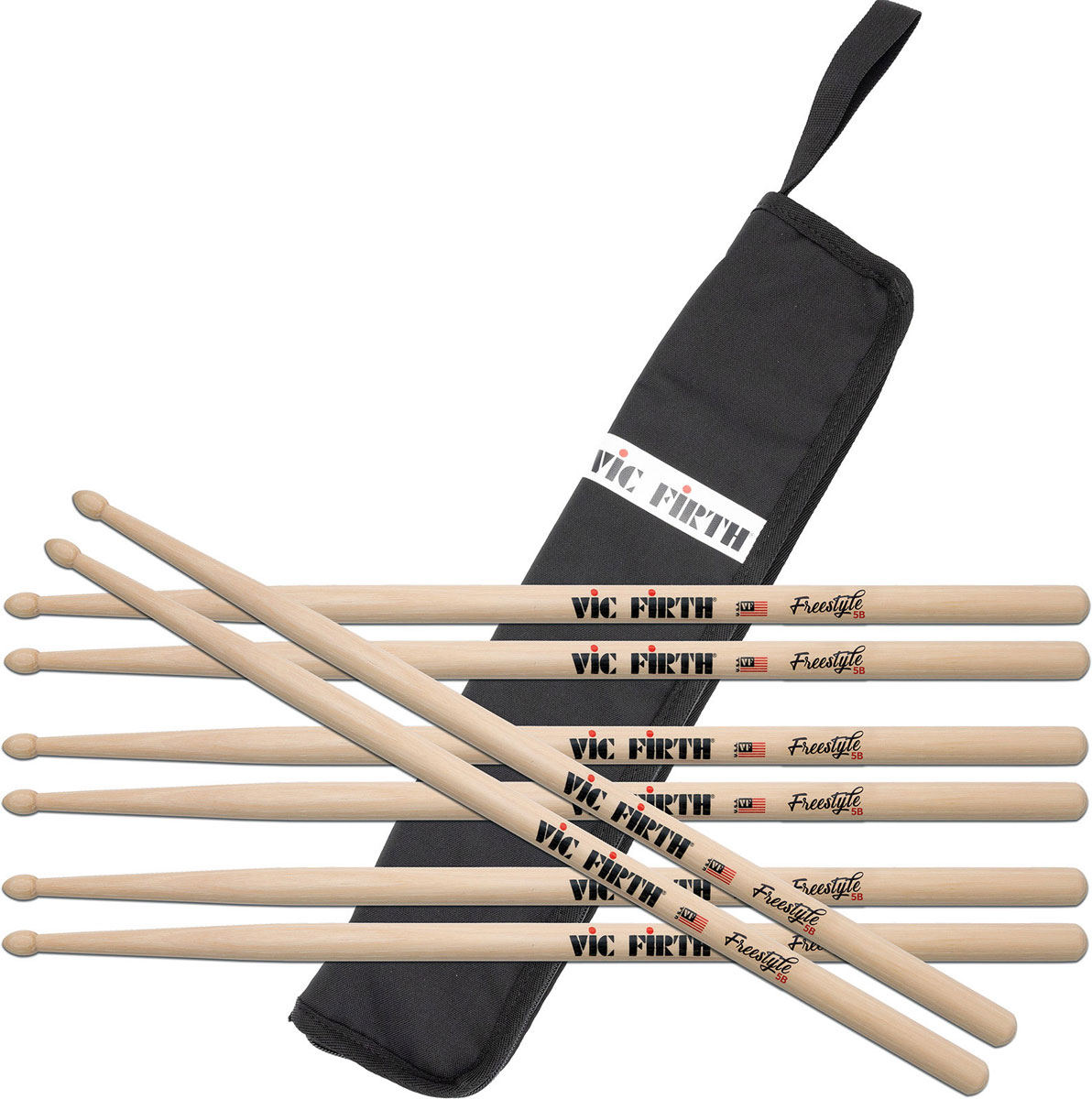 VIC FIRTH Bundle Drumsticks 4 X Fs5B + Drumstick Cover
