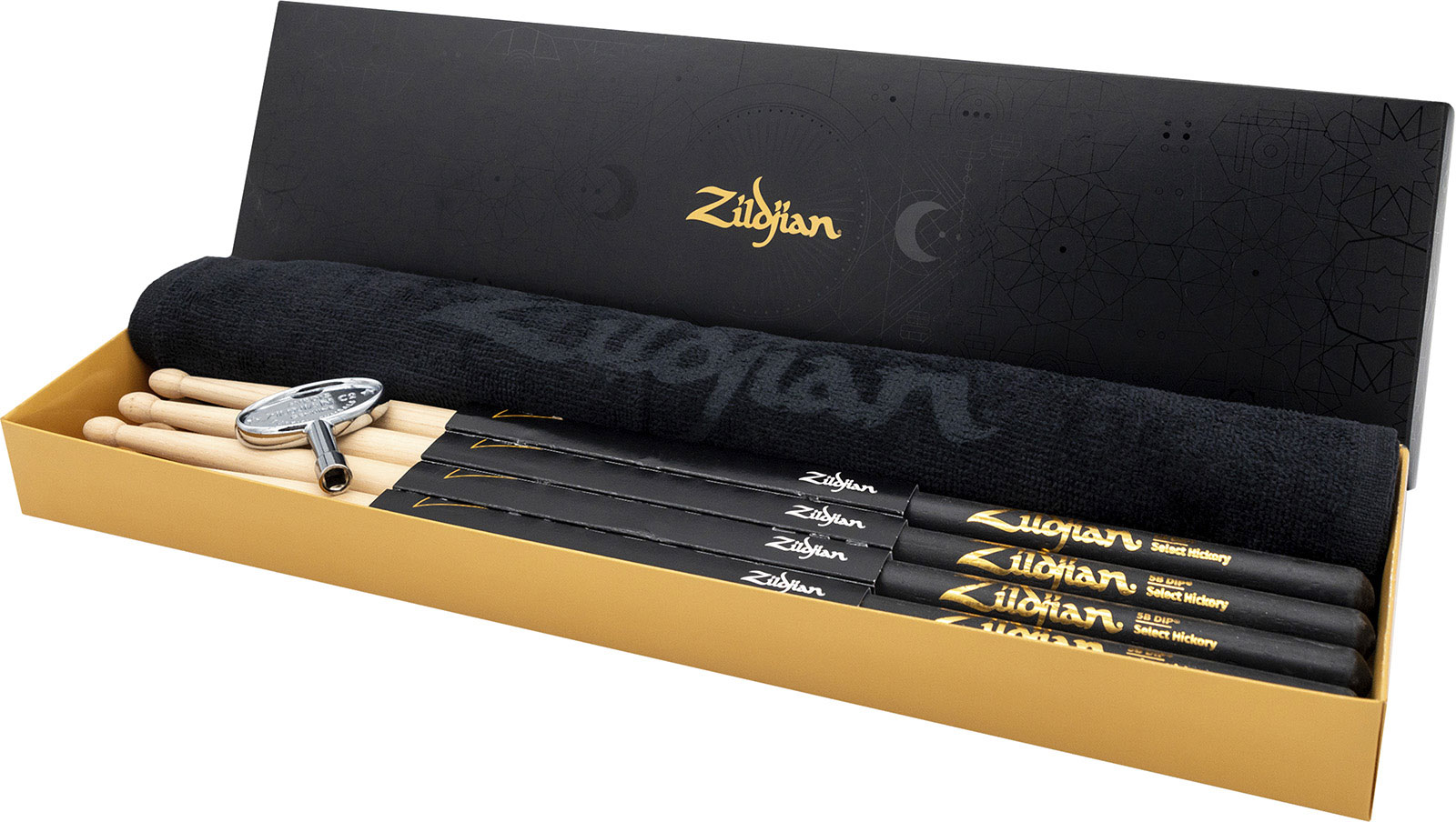 ZILDJIAN ACCESSORIES Bundle Drumsticks 4 X 5B Dip + Towel + Drum Key