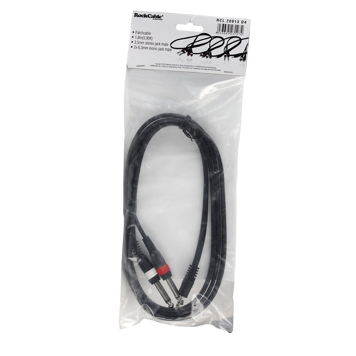 ROCKCABLE STEREO JACK MALE 2 X MONO JACK MALE