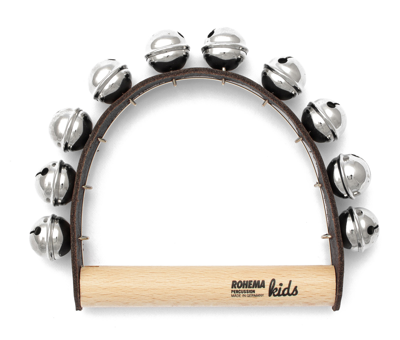 ROHEMA LEATHER HANDLE WITH 10 BELLS - HIGH PITCH - 1+