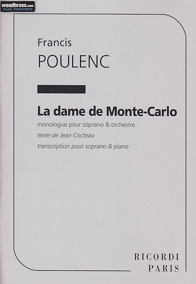 RICORDI POULENC FRANCIS - LA DAME DE MONTE-CARLO (CHANT SOPRANO ET PIANO)