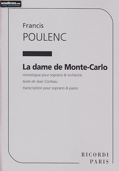 RICORDI Poulenc Francis - La Dame De MONTE-carlo (chant Soprano et Piano)