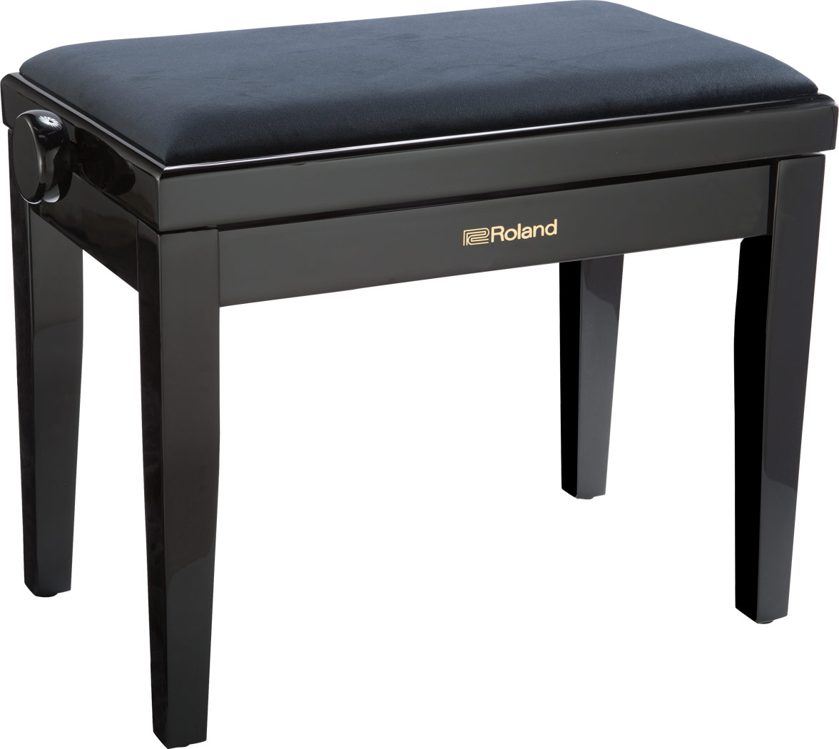 ROLAND PIANO BENCH, SATIN BLACK, VELOURS SEAT