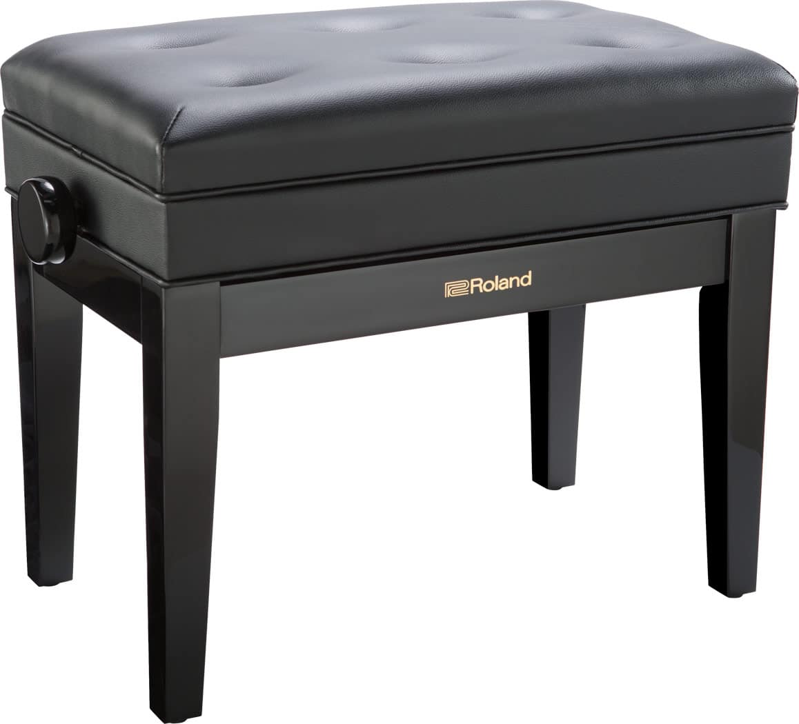 ROLAND PIANO BENCH, POLISHED EBONY, VINYL SEAT