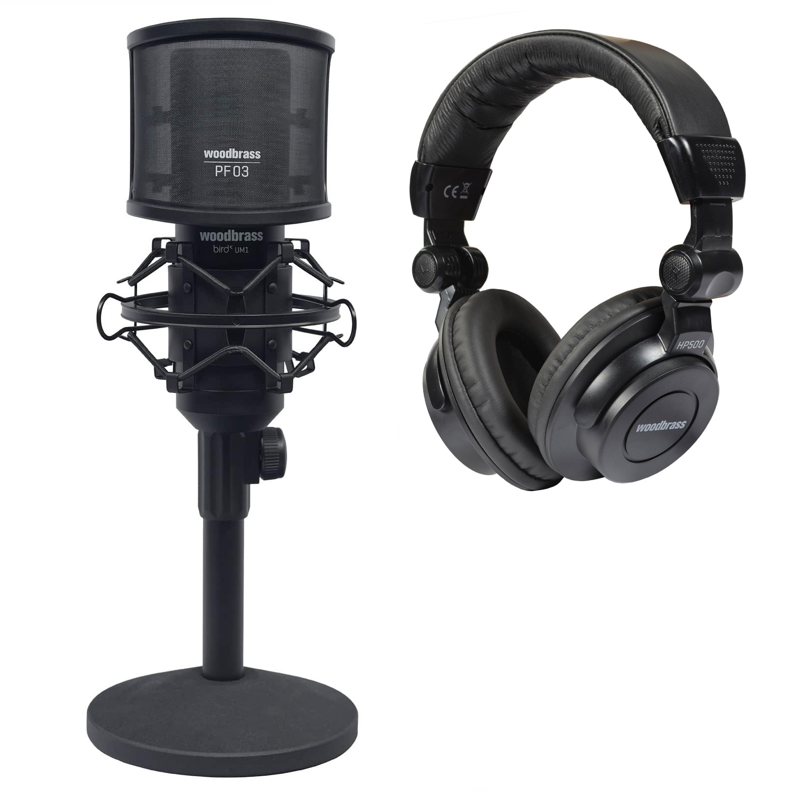 WOODBRASS Bird UM1 Podcast Bundle + Koptelefoon
