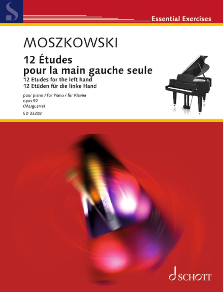 SCHOTT MOSZKOWSKI - 12 ETUDES POUR LA MAIN GAUCHE SEULE OP.92 - PIANO