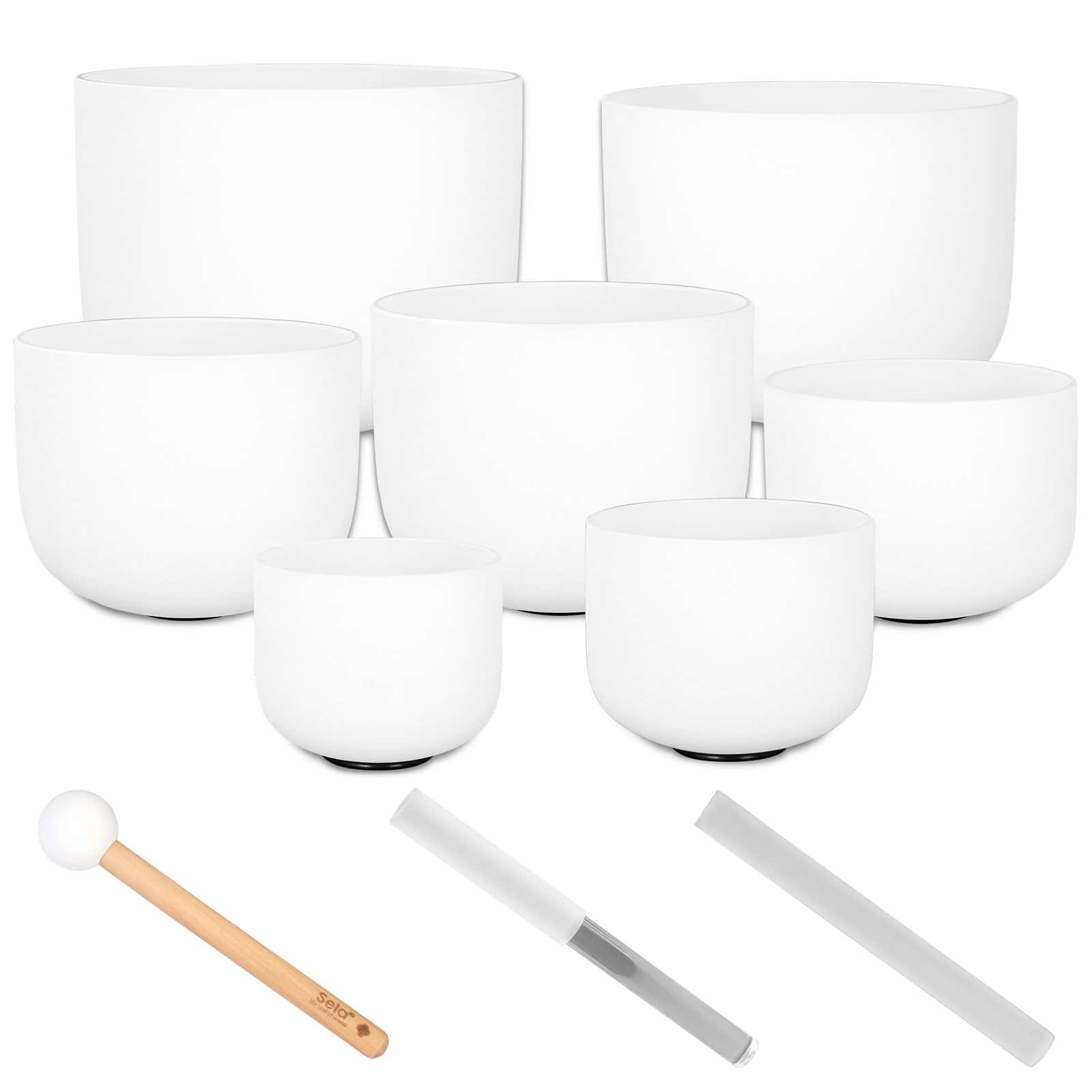 SELA PERCUSSION CRYSTAL SINGING BOWL SET FROSTED 440HZ (7PCS)