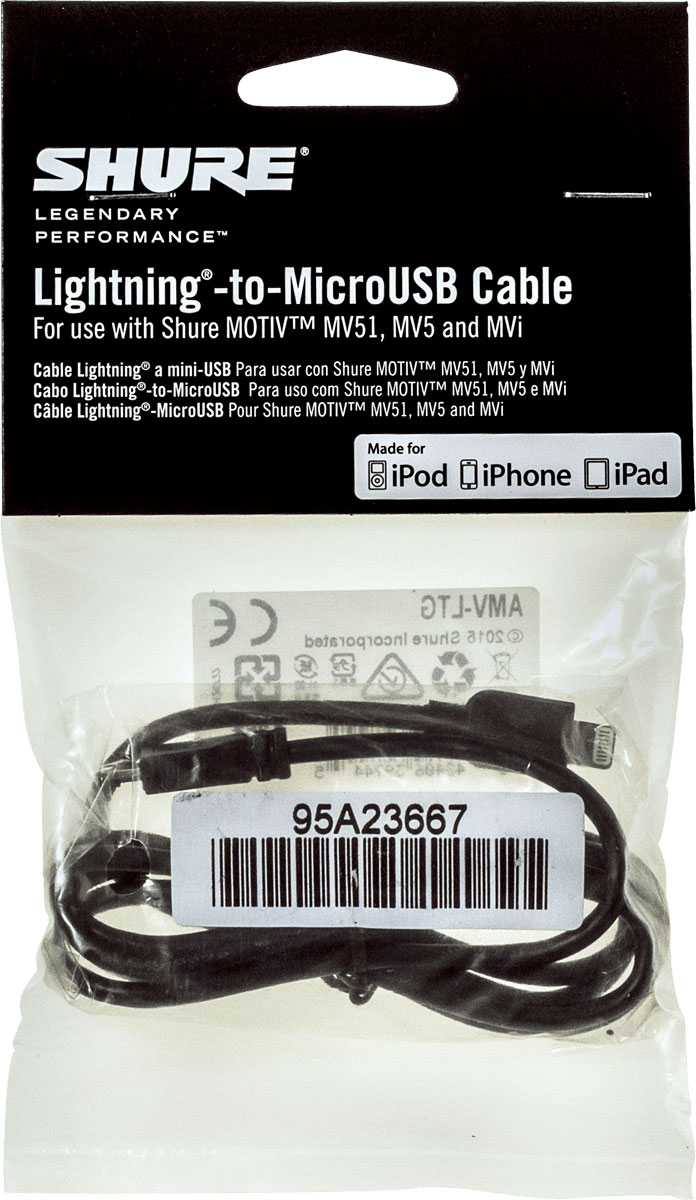 SHURE Câble Micro USB - Lightning 1 M