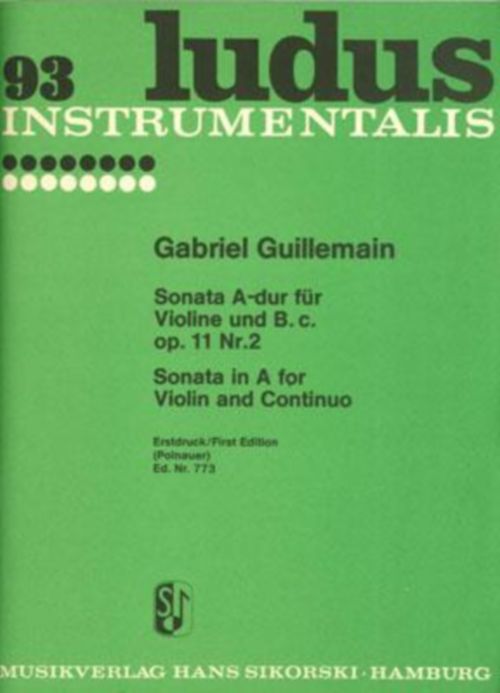 SIKORSKI GUILLEMAIN GABRIEL - SONATA A-DUR FüR VIOLINE UND BC, OP 11 NR 2 - VIOLON & PIANO 