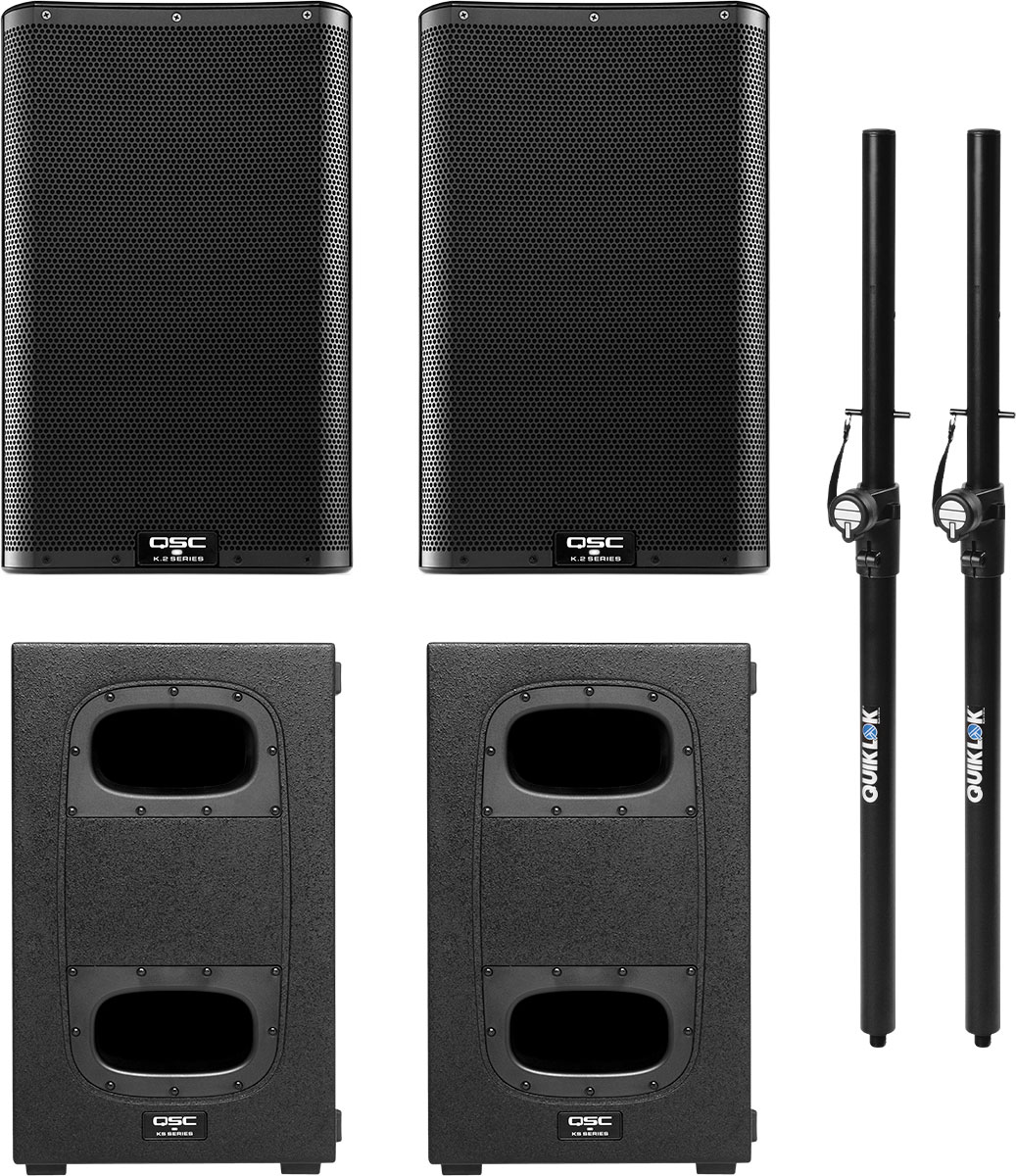 QSC PRO AUDIO BUNDLE K10.2, KS212C + ACCESSORIES