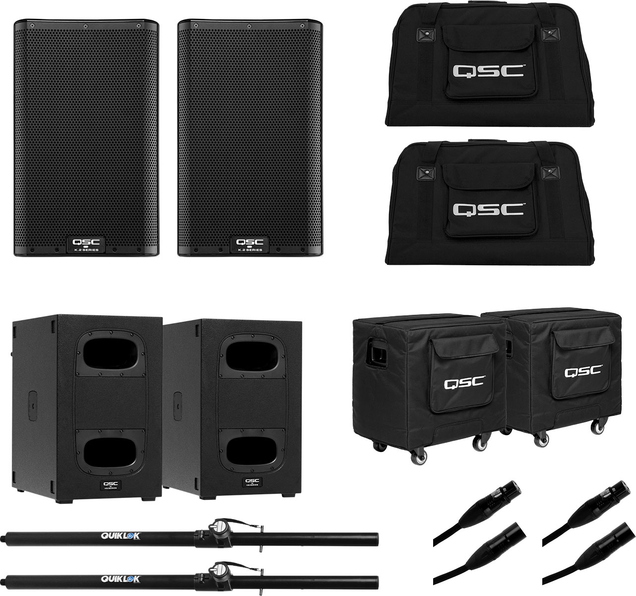 QSC PRO AUDIO BUNDLE K8.2, KS112 + ACCESSORIES
