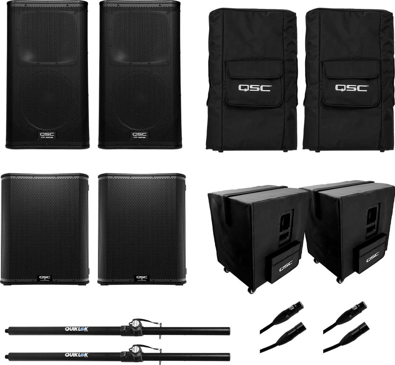 QSC PRO AUDIO BUNDLE KW122, KS118 + ACCESSORIES
