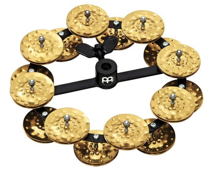 MEINL HEADLINER SERIES HIHAT TAMBOURINES, HAMMERED BRASS DOUBLE ROW
