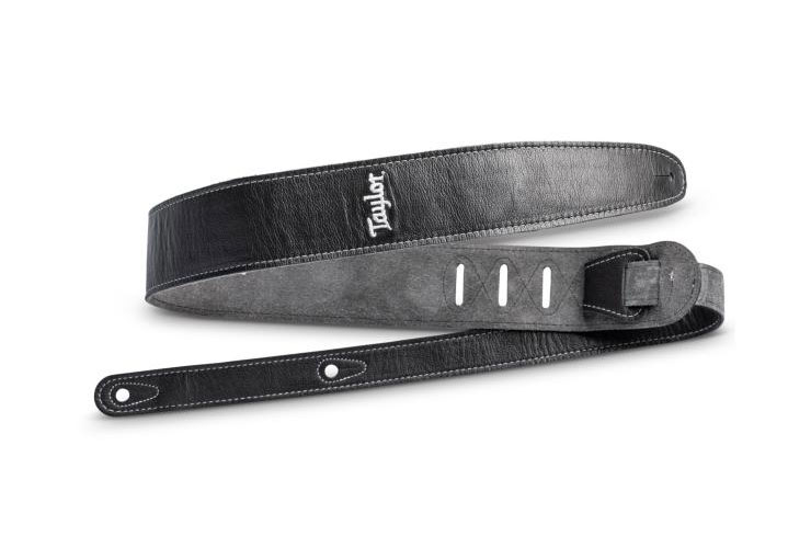 TAYLOR GUITARS STRAP BLACK LEATHER SUEDE BACK 2.5