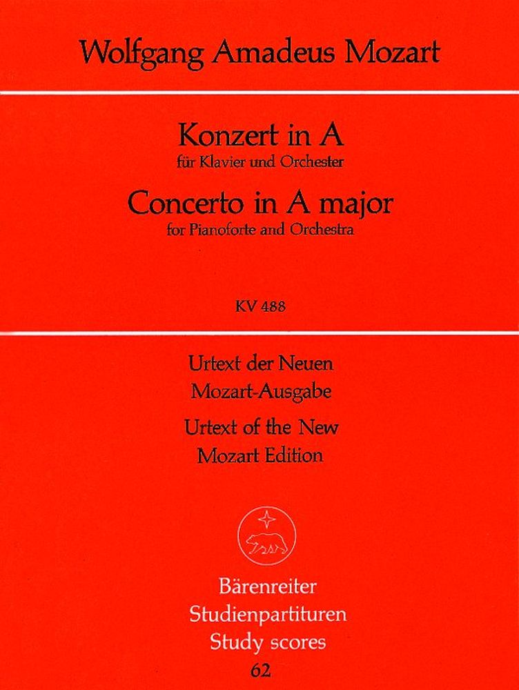 BARENREITER MOZART W.A. - PIANO CONCERTO A MAJOR KV 488 - STUDY SCORE