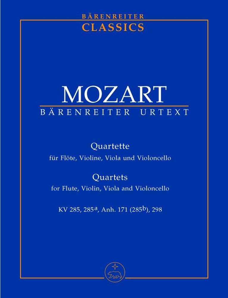 BARENREITER MOZART W.A. - QUARTETS FOR FLUTE, VIOLIN, VIOLA AND VIOLONCELLO - STUDY SCORE