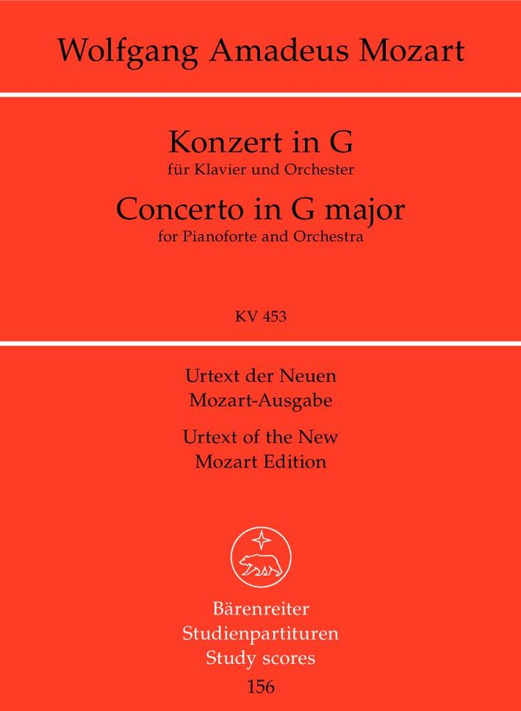 BARENREITER MOZART W.A. - KLAVIERKONZERT G-DUR KV 453 - STUDIENPARTITUR