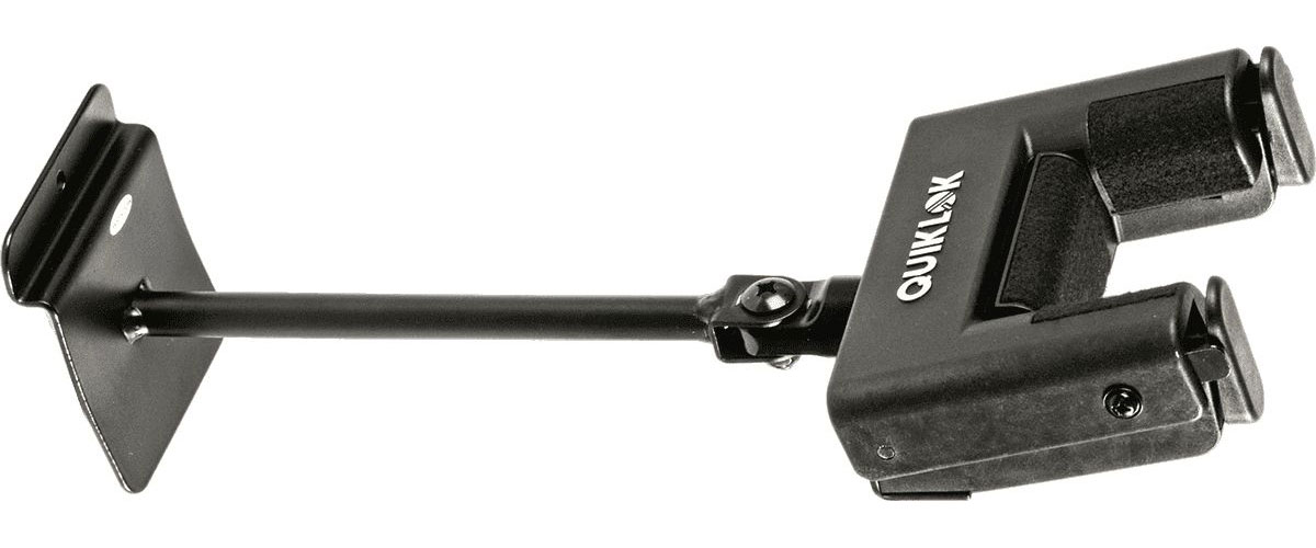 QUIKLOK SW702L LONG GUITAR STAND WITH SELF-LOCKING SYSTEM FOR BLACK SLATWALL