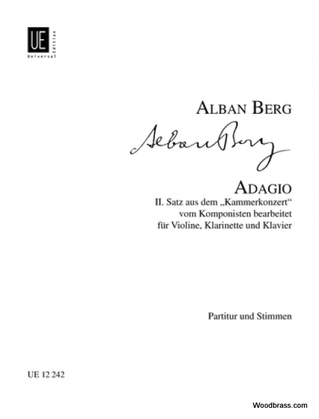 UNIVERSAL EDITION BERG ALBAN - ADAGIO, 2ND MOVEMENT FROM CHAMBER CONCERTO