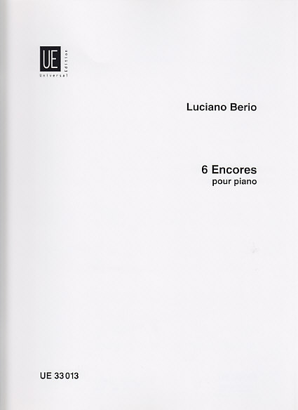 UNIVERSAL EDITION BERIO L. - 6 ENCORES - PIANO