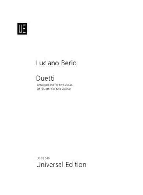 UNIVERSAL EDITION BERIO LUCIANO - DUETTI - 2 ALTOS